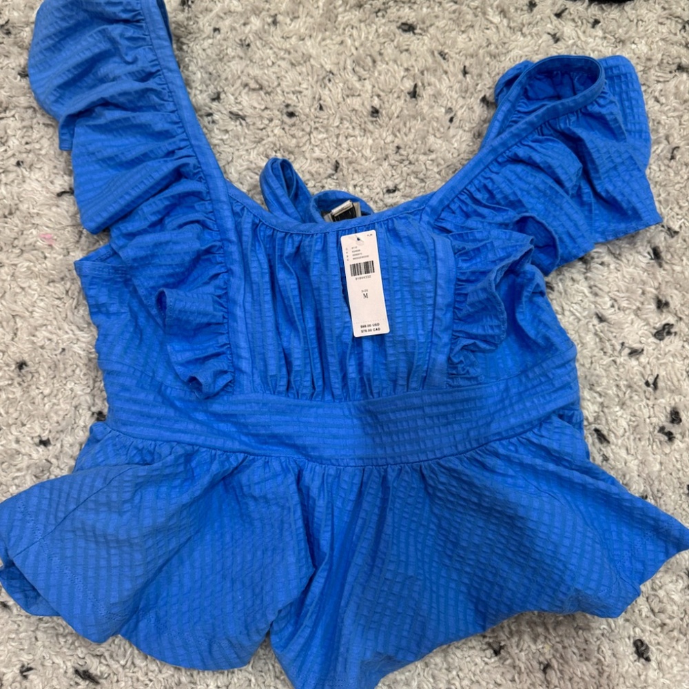 Anthropologie Maeve Wedgewood Blue Flutter Blouse